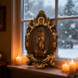 Religious gift with rich details of the wooden statue of Our Lady of Guadalupe