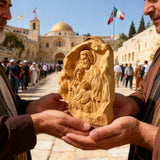 Southern European Boxwood Holy Family Blessing Ornament - Engraved with Your Surname