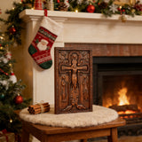 Hand-Carved Crucifix Wood Plaque: A Sacred Tribute to Redemption