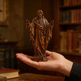 Hand Carved Sacred Heart of Jesus Virgin Mary Wooden Tabletop Ornament