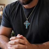 ‘By His Wounds’ Turquoise Crown of Thorns Cross — Comes with a 24-inch chain