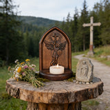Archangel Michael Hand-Carved Beech Wood Candle Holder: A Sanctuary of Faith