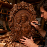 “St. Joseph & Child Jesus” Hand-Carved Wood Icon – A Timeless Christian Gift for Father’s Day & Faithful Homes