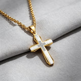 Brushed & Faceted Titanium Steel Cross Necklace – Modern Faith, Bold Devotion