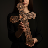 Wooden crucifix of the Virgin, Virgin Mary, Baby Jesus, religious wooden icon, wall crucifix, wall decoration