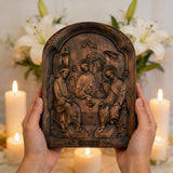 Orthodoxe Ikone Heilige Dreifaltigkeit Holzschnitzgeschenk