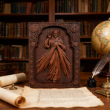The Sacred Heart and Divine Mercy Jesus Christ Wood Wall Plaque