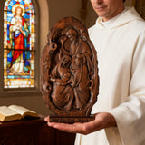 Natural Beechwood Nativity Scene Wooden Carved Plaque Tabletop Arrangement