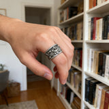 S925K Silver Archangel Michael Ring | Sacred Protection and Baroque Rococo Style Engravings