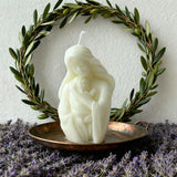 Virgin Mary holding the infant Jesus craft candle