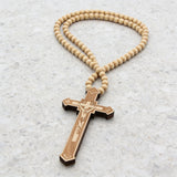 8mm Wooden Bead Rosary Necklace | Catholic Devotional Jewelry