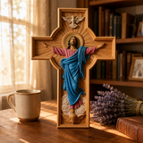 October New Release: Hand-Carved Painted Wood Cross — The Ascension of Christ