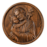 Joseph and Baby Jesus wood carving plaque - Father‘s day gift - BGCOPPER
