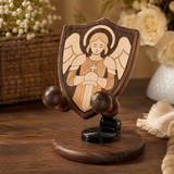 Beechwood Guardian Angel Adjustable Phone Stand – Faith-Inspired Wooden Desk Holder