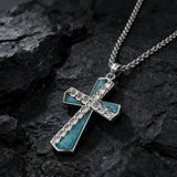 Natural Turquoise Stainless Steel Cross Necklace | Hip-Hop Christian Jewelry