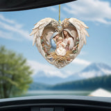 Nativity Scene Heart Angel Acrylic Ornament