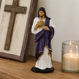 Handcrafted and Hand-Painted Beechwood Desktop Ornament: Sacred Heart of Jesus