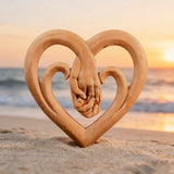 12-inch heart-shaped wood carving: carving time in the name of love