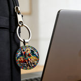 Stained Glass St. Michael Keychain: Conquer Darkness with Light