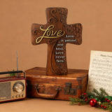 Ornate "Love" "Faith" "Hope" Wooden Cross, Solid Wood Cross