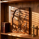 Bgcopper Archangel Michael Square Wooden Icon Religious Gifts - Best Wood Carving Wall Decor