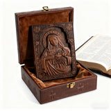 Immaculate Heart of Mary Hand-Carved Beech Wood Sculpture | Sacred Home Altar Ornament