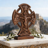 Hand-Carved Beechwood “Hand of Redemption” Crucifix | The Passion and Divine Grace of Christ