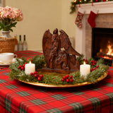 Hand-Carved Holy Family & Guardian Angel Solid Wood Statue: A Faith Artwork Anchoring Divine Blessings for Your Home