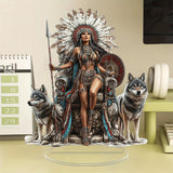 Native American-Inspired 2D Acrylic Tabletop Decor: A Symbol of Courage & Stewardship