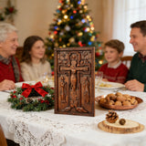 Hand-Carved Crucifix Wood Plaque: A Sacred Tribute to Redemption