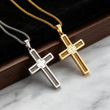 Modern Cable Wire Inlay Cross Pendant Necklace