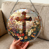 Stained Glass Cross Acrylic Suncatcher: A Christian Symbol of Beauty & Redemption