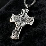 Titanium Steel and S925K Archangel St. Michael Necklace - craftsmanship detail