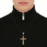 Silver & Black Textured Cross Necklace: A Stylish Fusion of Faith and Edge
