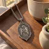 S925 Sterling Silver Our Lady of Guadalupe Prayer Pendant Necklace – Catholic Virgin Mary Medal