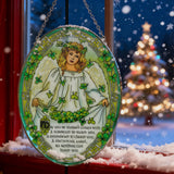 "Shamrock Angel" Stained Glass Suncatcher – A Blessing of Protection & Joy