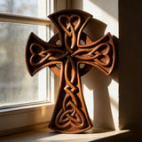 Celtic Love Cross Hand-Carved Wooden Wall Art: Faith, Unity, and Timeless Craft