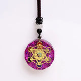 Metatron Tesseract Necklace, Epoxy Stone Sacred Geometry Pendant, Spiritual Protection Medal - BGCOPPER