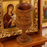 Boxwood "Last Supper" Chalice Hand-Carved Communion Cup | Eternal Symbol of Redemption & Fellowship