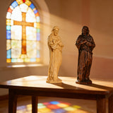 Jesus as the Good Shepherd Wooden Circular Sculpture: Desktop Decoration