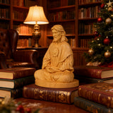 🕊️ Jesus Meditation Wooden Statue - Desk Sculpture for Prayer & Reflection