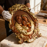 Bgcopper Holy family Nativity Wood Carving Gift Religious Family Wall Decor