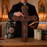 Bgcopper Lamb of God Wood Carving Cross Wall Decor - Paschal lamb