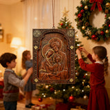 Holy family Nativity Wood Carving Gift Religious Byzantine Icon