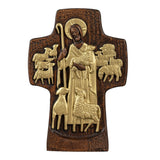 Good Shepherd Crucifix Wood Carving Religious Gift - Endless Care and Guidance - BGCOPPER