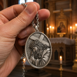 S925 Jesus Carrying the Cross Sacred Heart Pendant Necklace