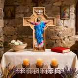 Bgcopper October New Release: Hand-Carved Painted Wood Cross — The Ascension of Christ