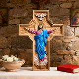 Bgcopper October New Release: Hand-Carved Painted Wood Cross — The Ascension of Christ