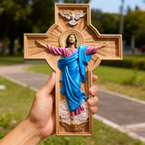 October New Release: Hand-Carved Painted Wood Cross — The Ascension of Christ - design detail