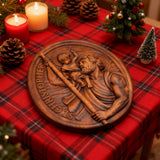 St.Christopher Christian Wood Carving Plaque/The patron saint of travelers